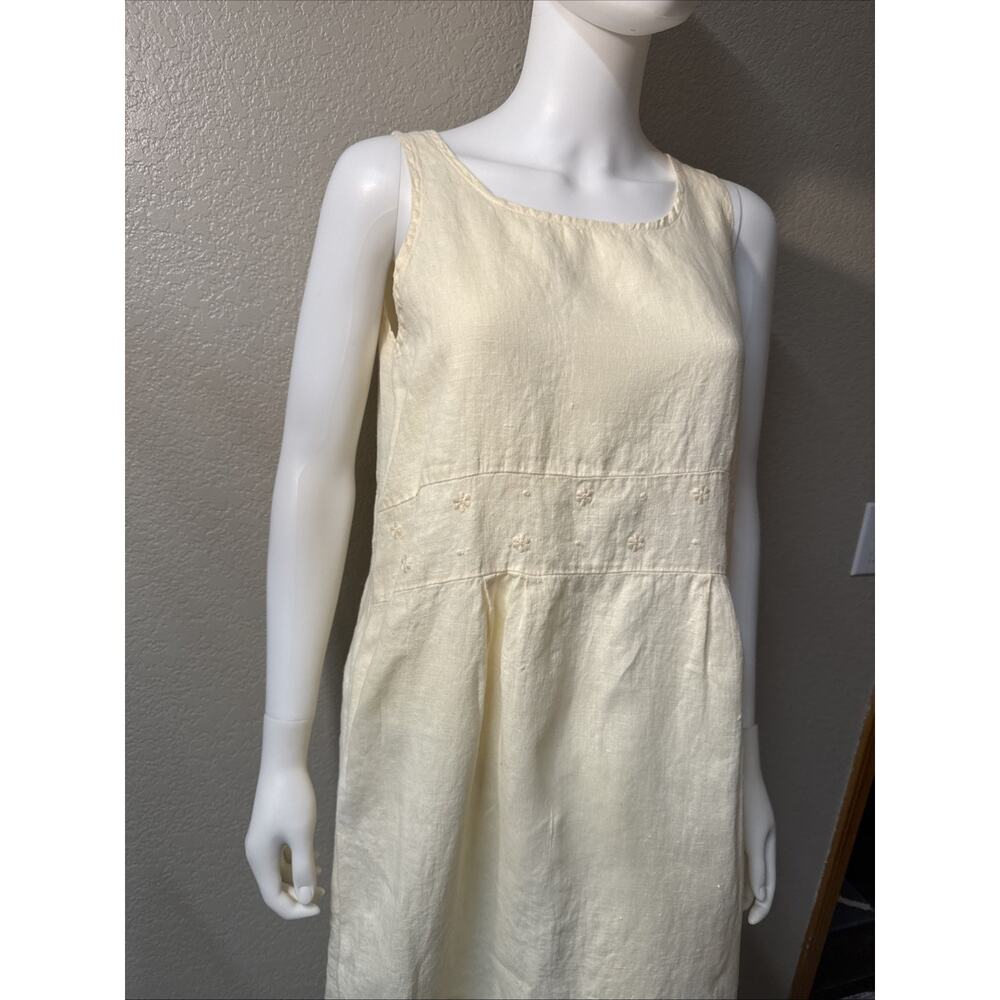 Aly Wear Linen Dress Womens Small Pale Yellow Lagenlook Cottagecore Minimalist - Picture 2 of 11